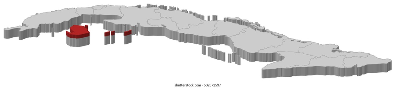 Map - Cuba, Isla de la Juventud - 3D-Illustration