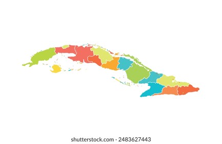 Map of Cuba isolated modern colorful style. for website layouts, background, education, precise, customizable, Travel worldwide, map silhouette backdrop, earth geography, political, reports. 