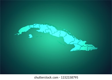 Map of Cuba- Light map on dark background for your infographics and earth template for website. Vector illustration eps 10.