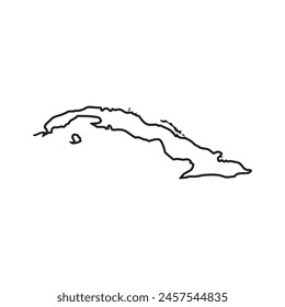 Icono de la línea Cuba. Ilustración Vector gráfico del mapa de Cuba.