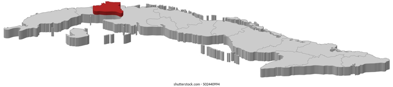 Map - Cuba, Mayabeque - 3D-Illustration