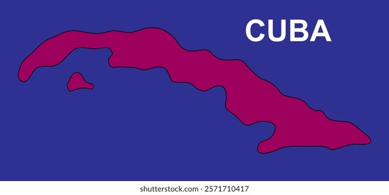 map of cuba on blue background