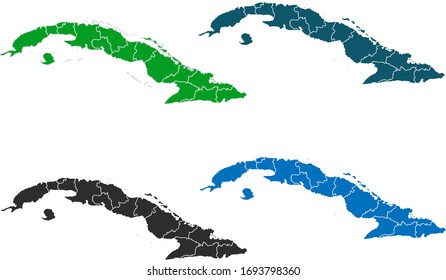 map of cuba . original map.variety of colors on white background. Vector illustration eps 10.
