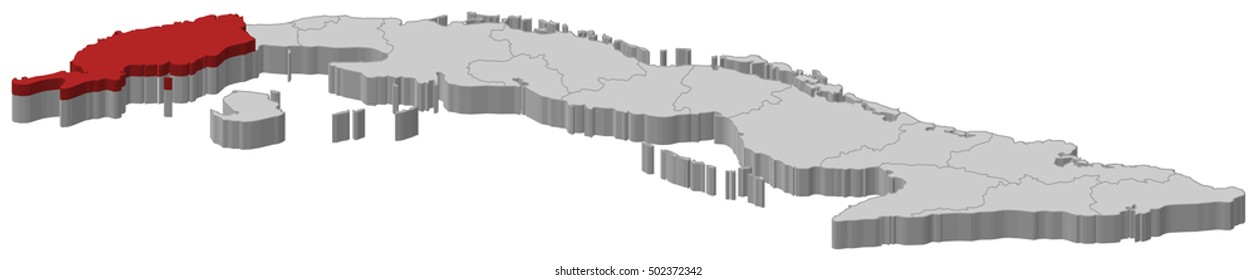 Map - Cuba, Pinar del Rio - 3D-Illustration