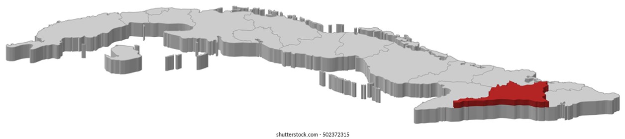 Map - Cuba, Santiago de Cuba - 3D-Illustration