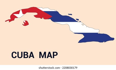 Map of Cuba, Map of Cuba vector design Illustration,  Map of Cuba 
 With flag, National Flag of Cuba,