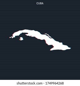 Map of Cuba Vector Design Template On Dark Background.