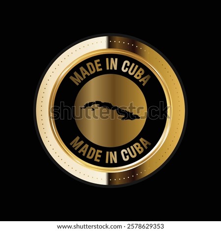 Map of Cuba. Vector illustration. Logo, Icon, and Symbol. Cuba map gold seal. 