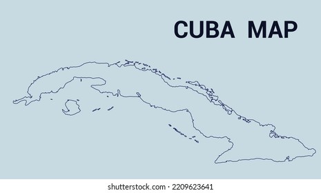 Map of Cuba, Cuba vector illustration, Outline Map of Cuba. Cuba map with light green background.