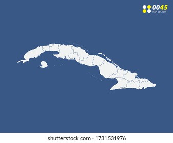 Map of Cuba vector on blue