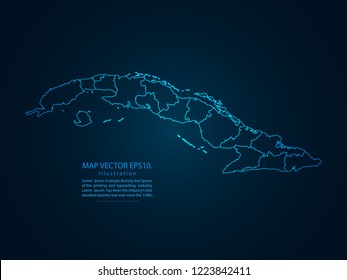 Map of Cuba,Abstract mash line and point scales on dark background for your web site design map logo, app, ui,Travel. Vector illustration eps 10.