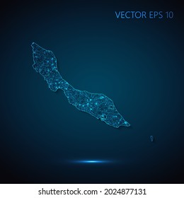Map of Curacao abstract illustration of global social communication, polygonal map with connecting dots and lines. Vector illustration eps 10.