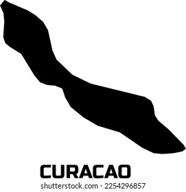 Map of the CURACAO country in  black.  With the  caption of the  name of the country " CURACAO".