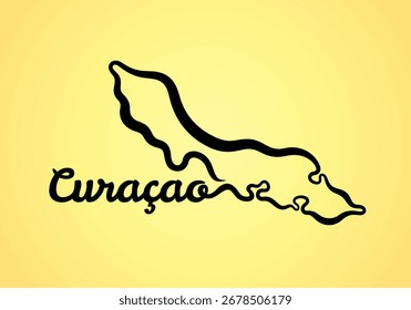 Map of Curacao - shape and name in one line