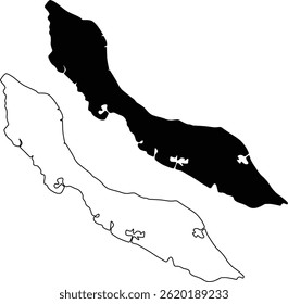 Mapa de Curaçao Silhueta Plano e Contorno Design