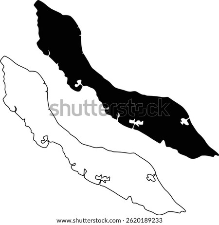 Map of Curacao Silhouette Flat and Outline Design