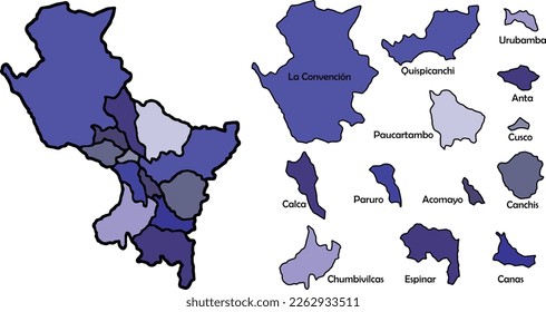 MAP OF CUSCO AND ITS PROVINCES