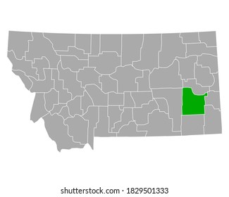 Map of Custer in Montana on white