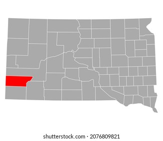 Map of Custer in South Dakota on white