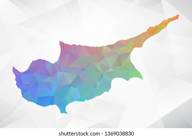 Map of Cyprus. Colorful Geometric Rumpled Triangular , Polygonal Design For Your . Vector illustration eps 10.