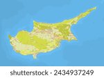 Map of Cyprus detailed vector illustration