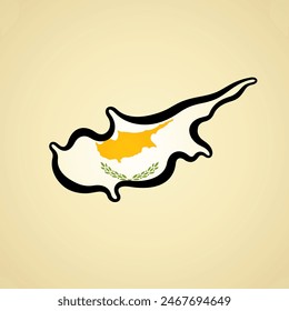 Map of Cyprus with flag and black outline.
