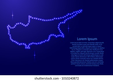Map Cyprus from luminous blue star space points on the contour for banner, poster, greeting card, of vector illustration.