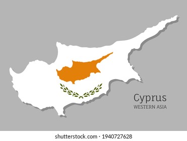 Map of Cyprus with national flag. Highly detailed editable map of Cyprus, Western Asia country territory borders. Political or geographical design element vector illustration
