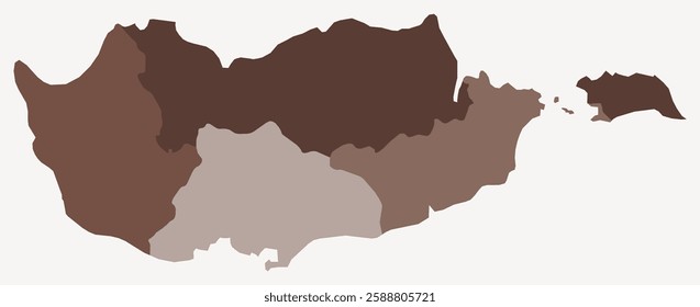 Map of Cyprus with regions. Just a simple country border map with region division. Brown color palette. Plain Republic of Cyprus shape with administrative division. Vector illustration.