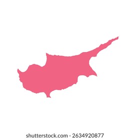 Map of Cyprus, sign silhouette. World Map Globe. Vector Illustration isolated on white background. Europe continent.