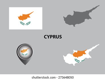Map of Cyprus and symbols.