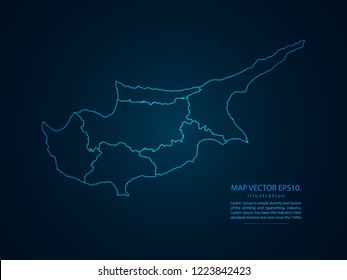 Map of Cyprus,Abstract mash line and point scales on dark background for your web site design map logo, app, ui,Travel. Vector illustration eps 10.