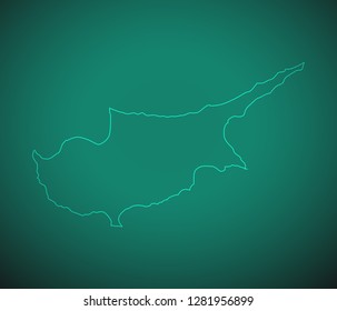 Map of Cyprus,Green map on dark background. Vector illustration eps 10.