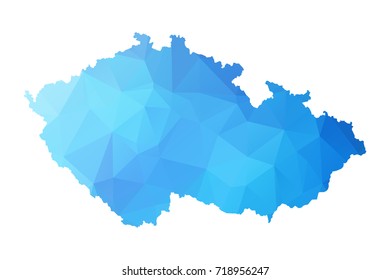 Map of Czech - Blue Geometric Rumpled Triangular , Polygonal Design For Your . Vector illustration eps 10.