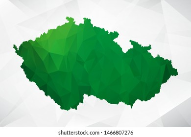Map of Czech - Green Geometric Rumpled Triangular , Polygonal Design For Your . Vector illustration eps 10