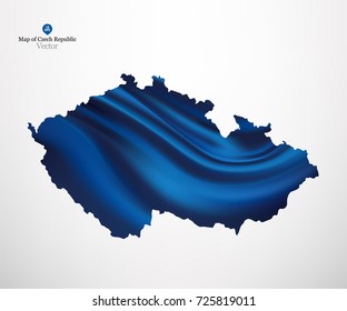 Map of Czech Republic with blue fabric draping background in vector.