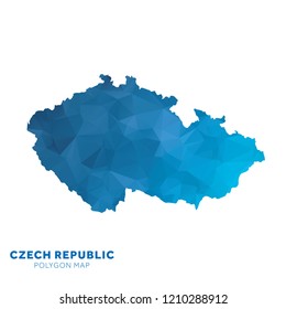 Map of Czech Republic. Blue geometric polygon map.