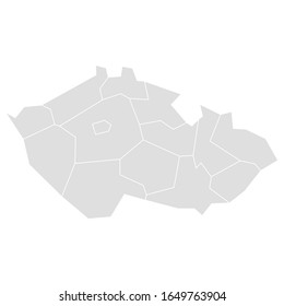 Map of Czech Republic divided into administrative regions. Blank map in grey. Vector illustration.