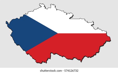 Map of Czech Republic, Filled with the National Flag 