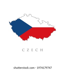 Map of Czech Republic with flag. Czech republic detailed map with flag of country. Vector map of Czech Republic with flag on white background