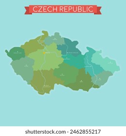 Map of Czech Republic. Flat style illustration 