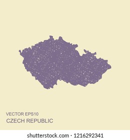 Map of Czech Republic. Flat vector illustration with scuffed effect