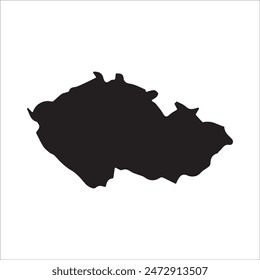 mapa del icono de glifo de República Checa. Ilustración Vector gráfico del mapa de la República Checa.