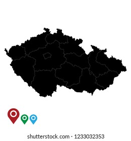 Map of Czech Republic, High Detailed Map of Czech Republic isolated on white background.Vector illustration eps 10