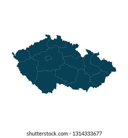 Map of Czech Republic - High detailed on white background. Abstract design vector illustration eps 10.