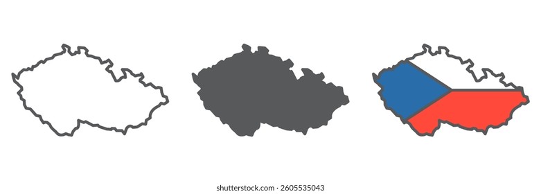 Map of Czech Republic icon collection, country and travel, Czech map vector icon set, vector graphics, editable stroke outline sign, eps 10