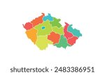 Map of Czech Republic isolated modern colorful style. for website layouts, background, education, precise, customizable, Travel worldwide, map silhouette backdrop, earth geography, political, reports.