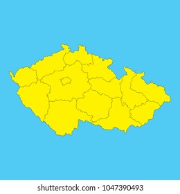 Map of Czech Republic isolated on a blue background.