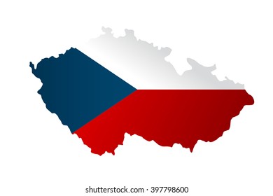 Map of Czech Republic isolated on the white background with national flag