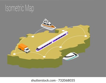 Map Czech Republic isometric concept. 3d flat illustration of Map Czech